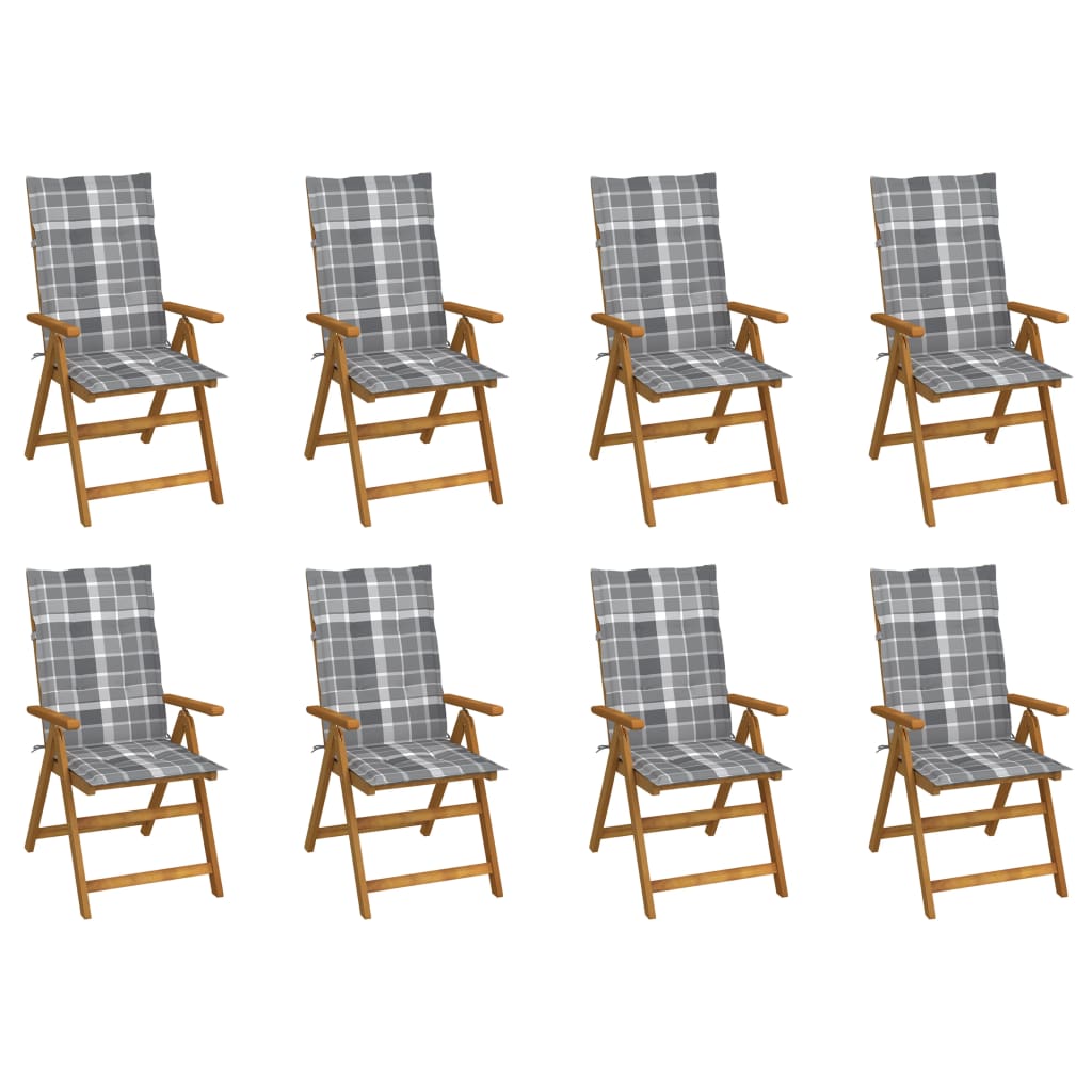 vidaXL Garden Chairs 2 pcs adjustable with cushions solid acacia wood