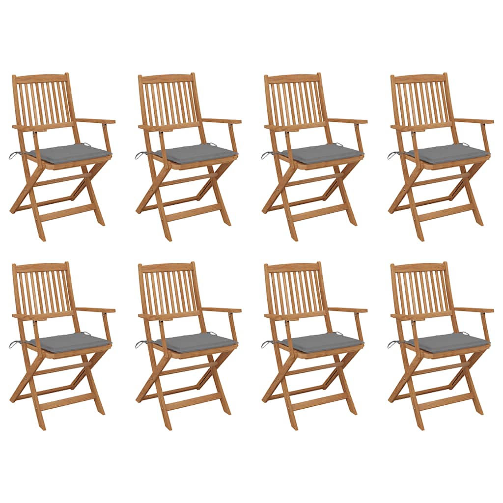 vidaXL Garden Chairs 2 pcs foldable with cushions solid acacia wood