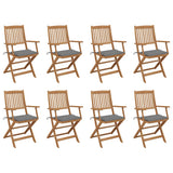 vidaXL Garden Chairs 2 pcs foldable with cushions solid acacia wood