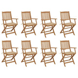 vidaXL Garden Chairs 2 pcs foldable with cushions solid acacia wood