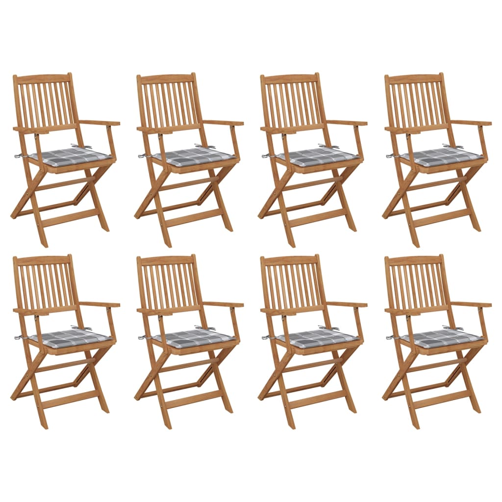 vidaXL Garden Chairs 2 pcs foldable with cushions solid acacia wood