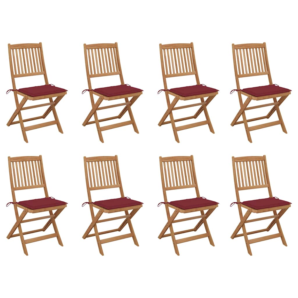 vidaXL Garden Chairs 2 pcs foldable with cushions solid acacia wood