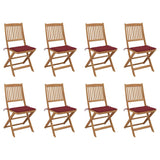 vidaXL Garden Chairs 2 pcs foldable with cushions solid acacia wood