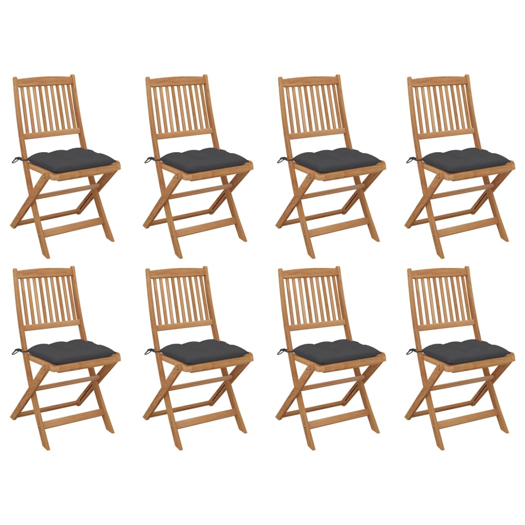 vidaXL Tuinstoelen 2 st inklapbaar met kussens massief acaciahout