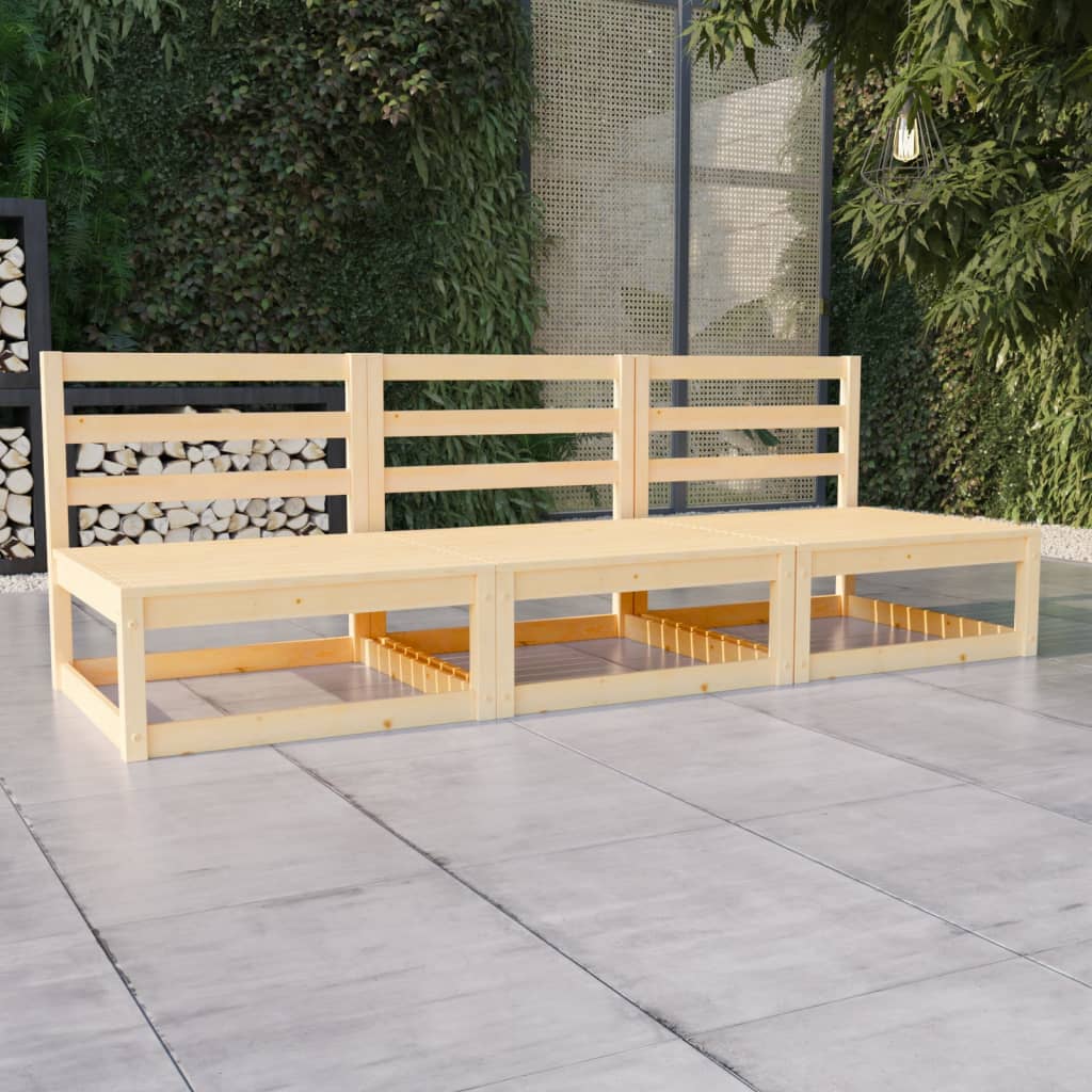 vidaXL 3-Seater Garden Bench Solid Pinewood
