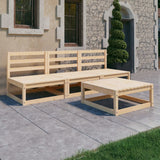 vidaXL 4-Piece Solid Pine Wood Lounge Set