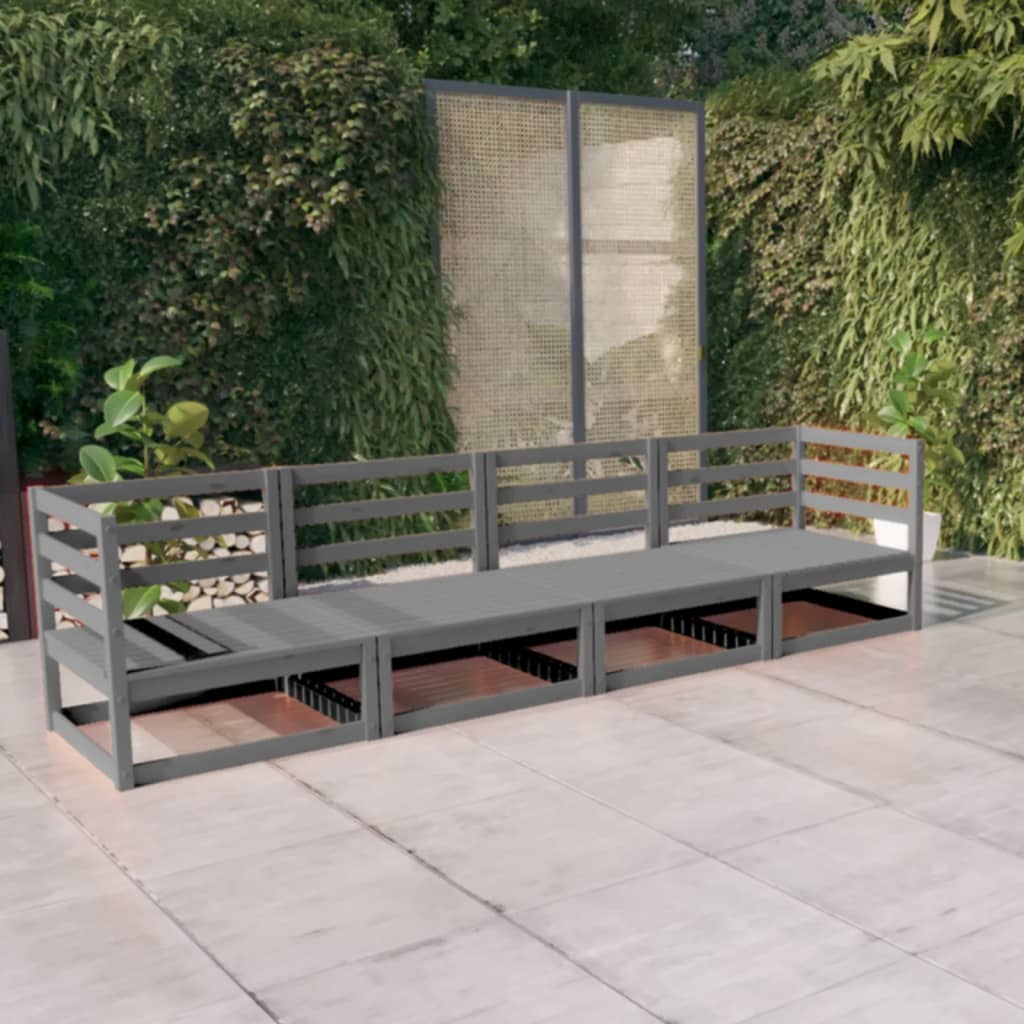 vidaXL Tuinbank 4-zits massief grenenhout