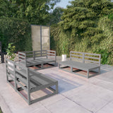 vidaXL 6-Piece Lounge Set Solid Pine Wood Grey