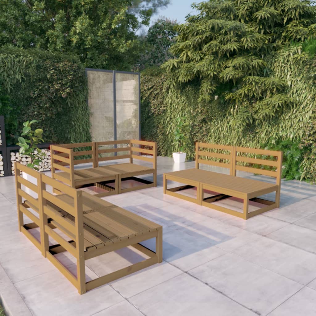 vidaXL 6-Piece Lounge Set Solid Pine Wood Grey