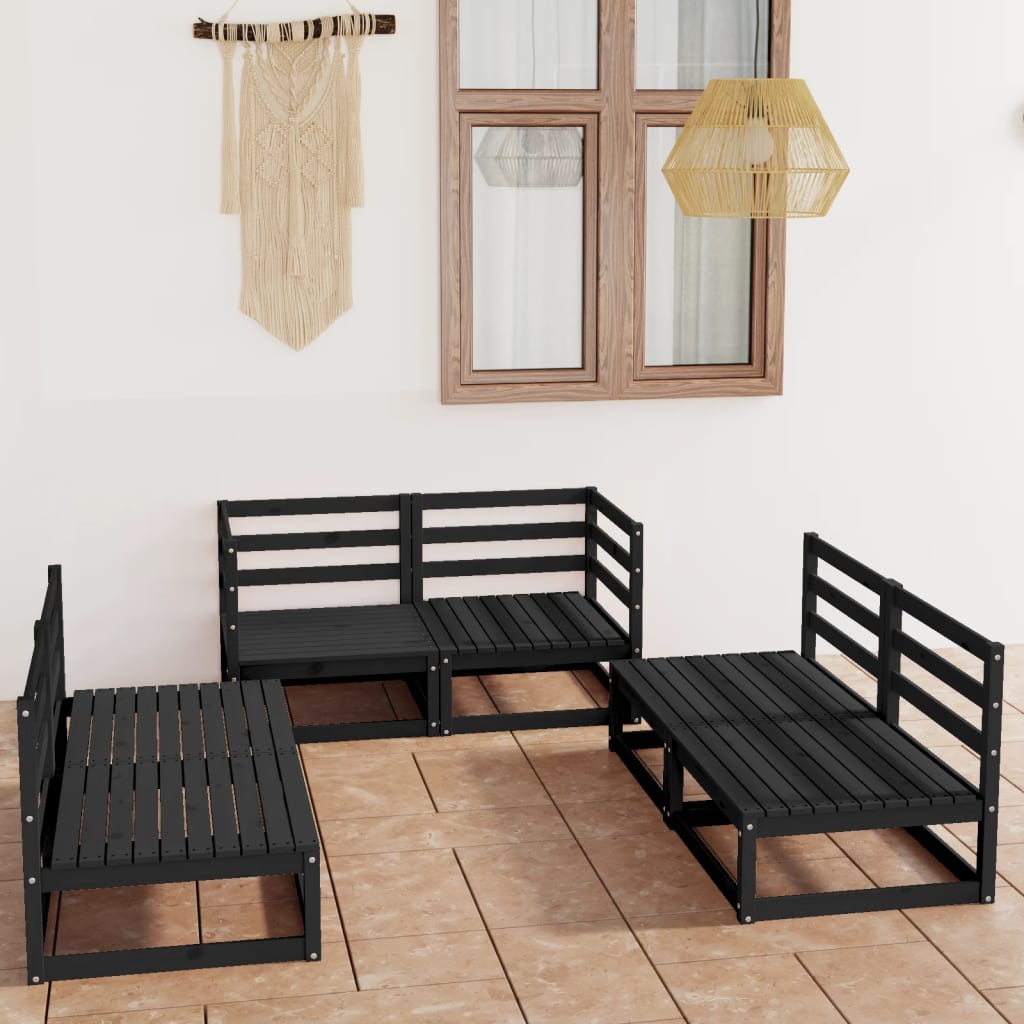 vidaXL 6-Piece Lounge Set Solid Pine Wood Grey