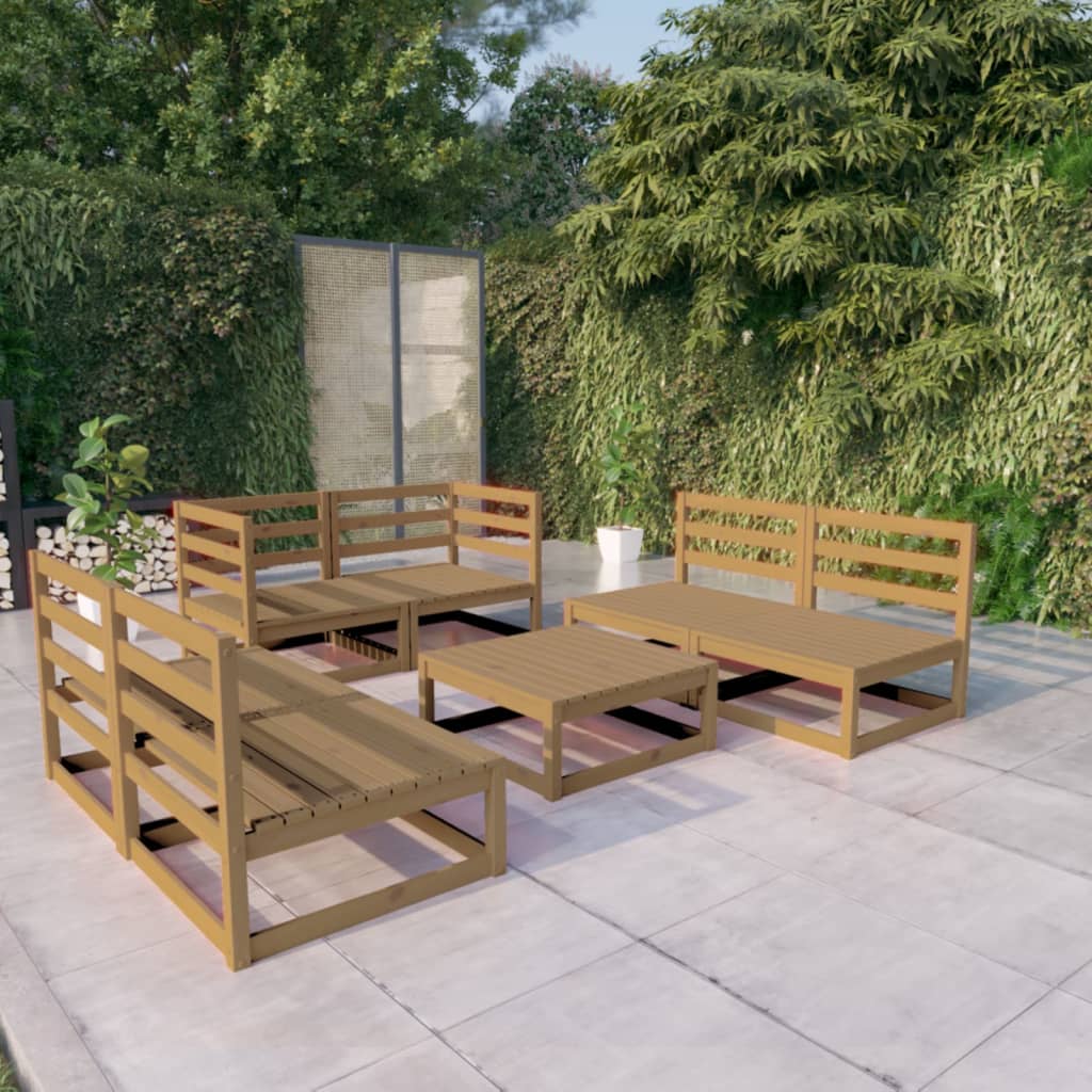 vidaXL 7-Piece Lounge Set Solid Pinewood Honey Brown