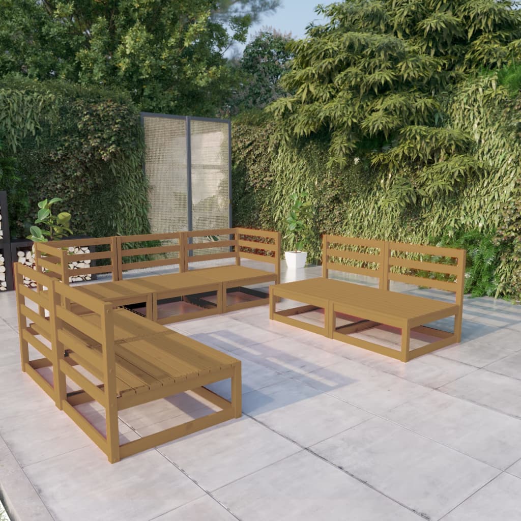 vidaXL 7-Piece Lounge Set Solid Pinewood Honey Brown