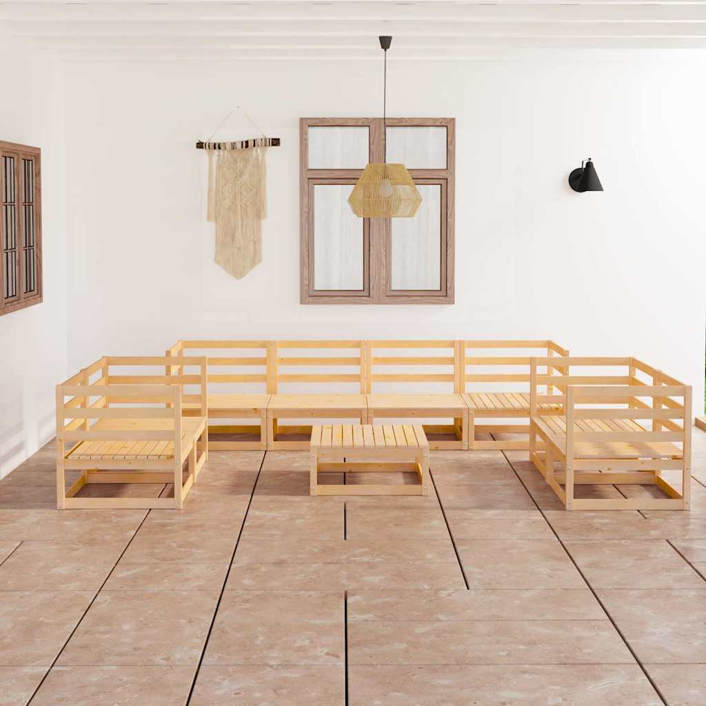 vidaXL 9-piece Lounge Set Solid Pine Wood