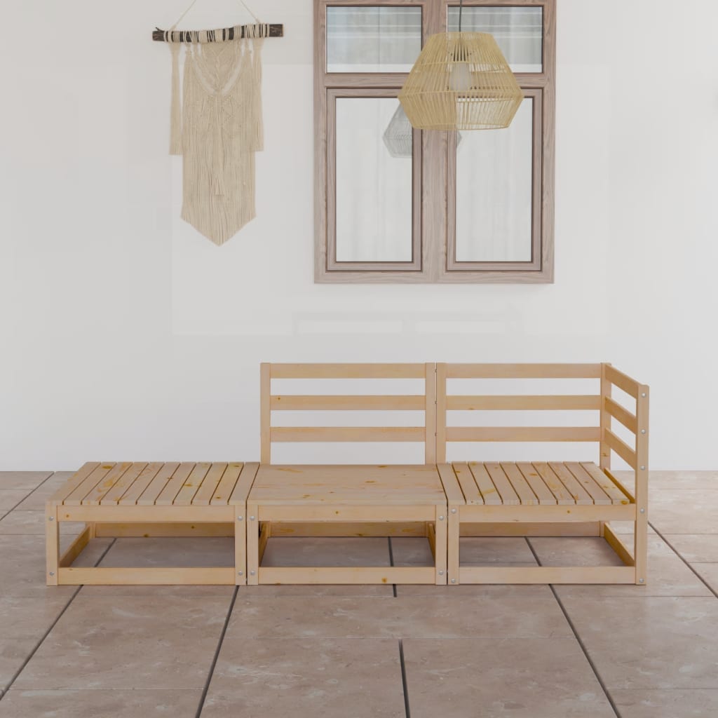 vidaXL 3-Piece Lounge Set Solid Pinewood