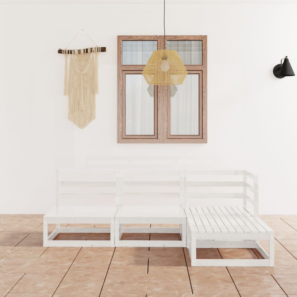 vidaXL 4-Piece Solid Pine Wood Lounge Set