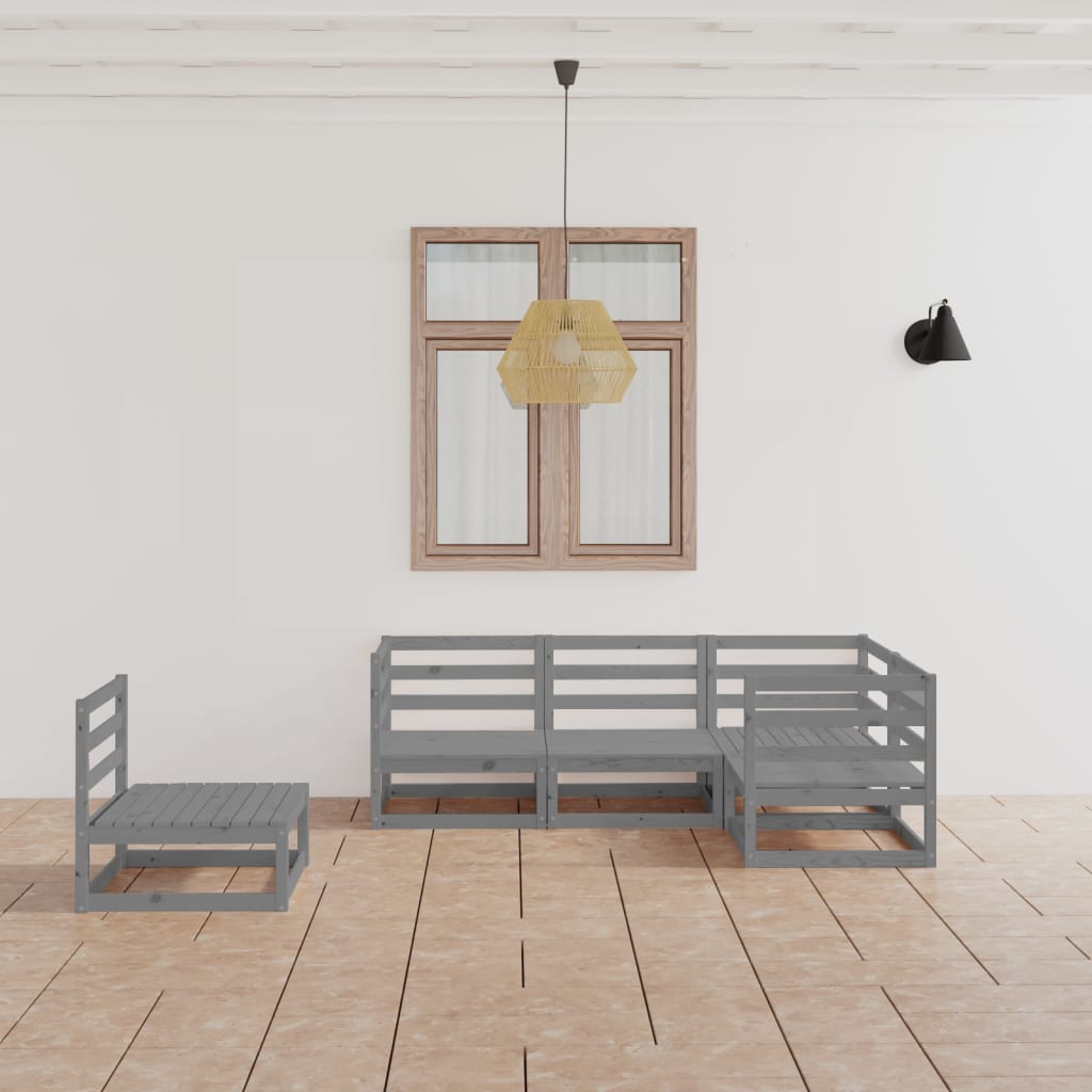 vidaXL 5-delige Loungeset massief grenenhout