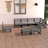 vidaXL 8-Piece Lounge Set Solid Pine Wood Grey