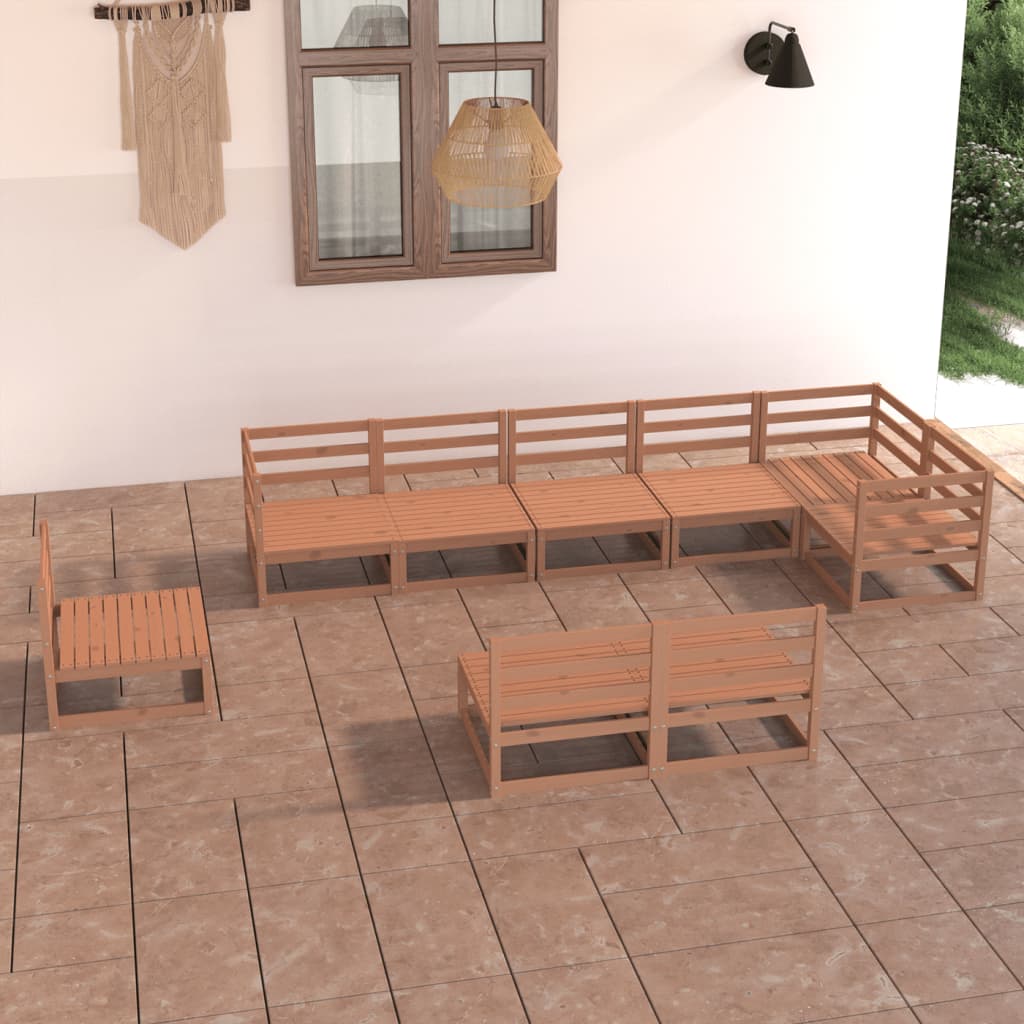 vidaXL 9-delige Loungeset massief grenenhout grijs