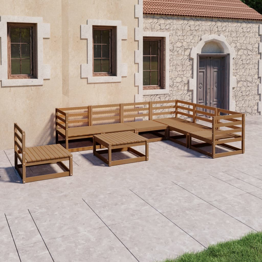 vidaXL 8-Piece Lounge Set Solid Pine Wood Honey Brown