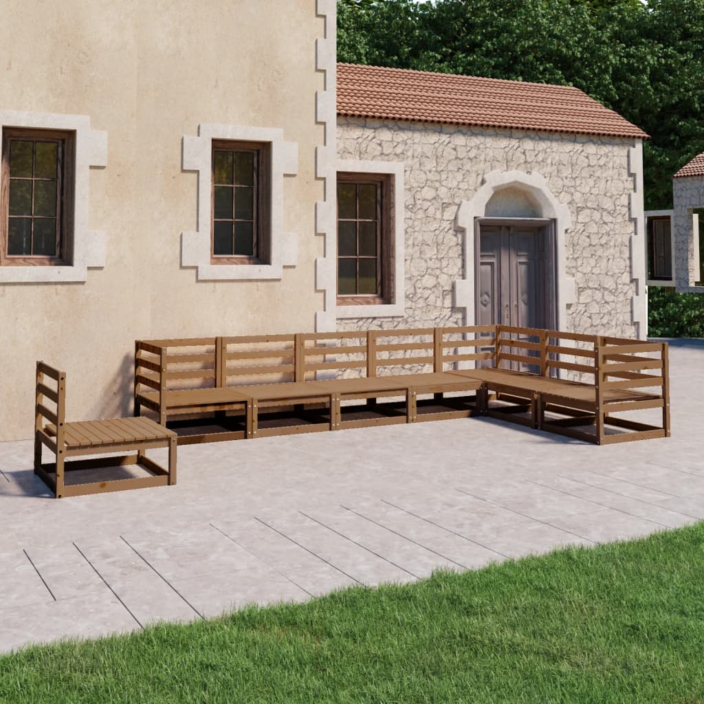 vidaXL 8-delige Loungeset massief grenenhout grijs