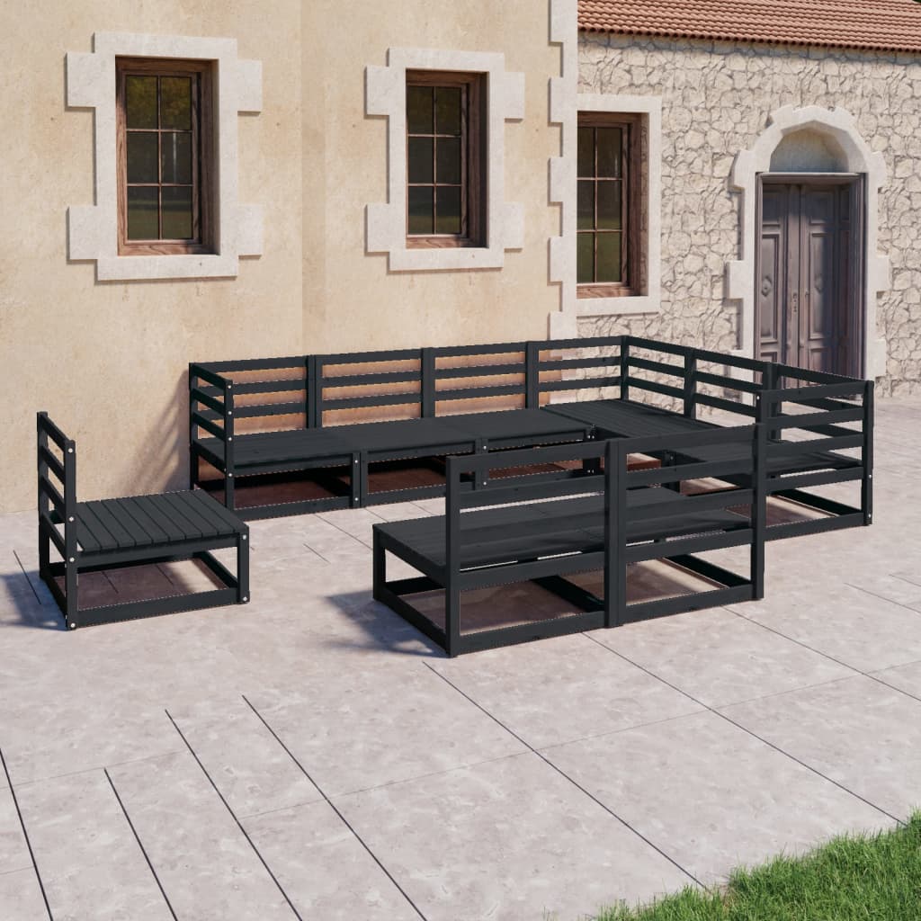 vidaXL 9-piece Lounge Set Solid Pine Wood Grey