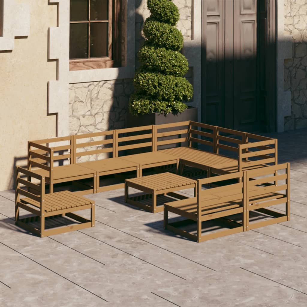 vidaXL 10-Piece Lounge Set Solid Pine Honey Brown
