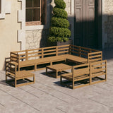 vidaXL 10-delige Loungeset massief grenenhout honingbruin
