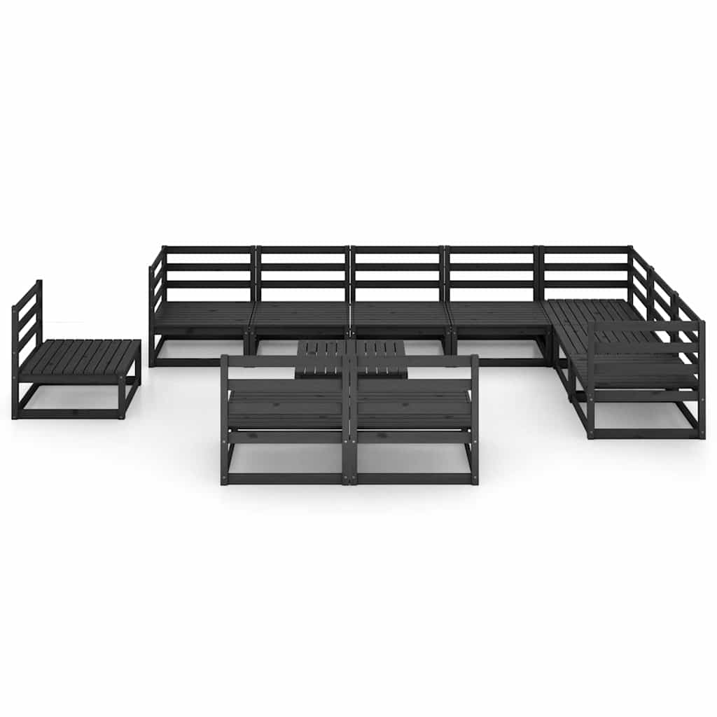 vidaXL 11-delige Loungeset met kussens massief grenenhout
