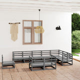 vidaXL 10-Piece Lounge Set Solid Pine Wood Grey