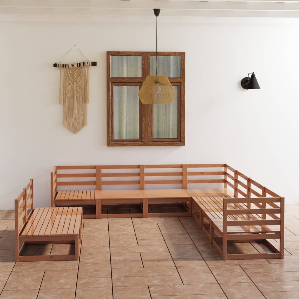 vidaXL 9-piece Lounge Set Solid Pine Wood Grey