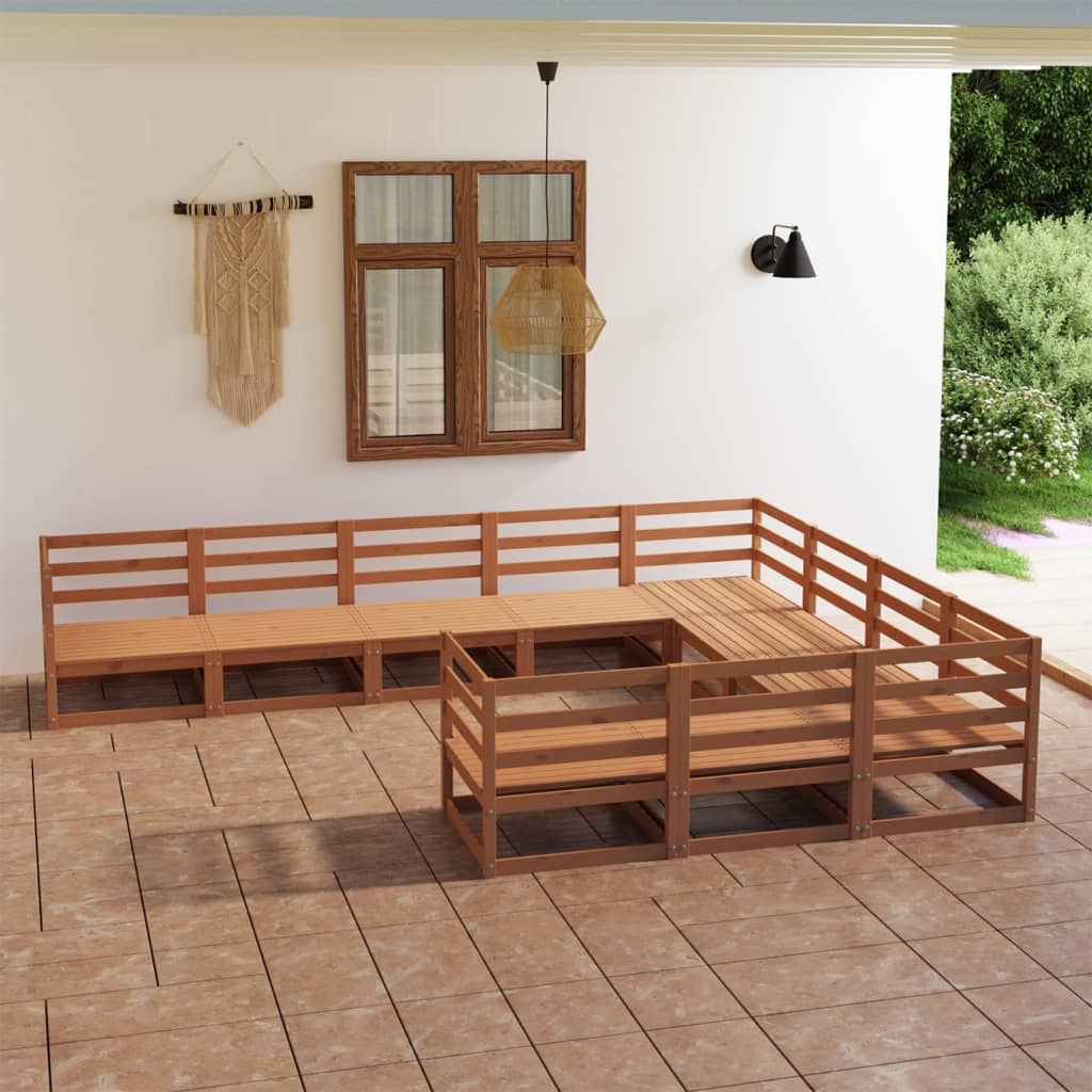 vidaXL 10-Piece Solid Pinewood Lounge Set