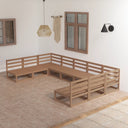 vidaXL Salon de jardin 9 pcs Bois de pin massif