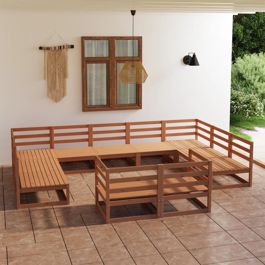 vidaXL 11-Piece Solid Pine Wood Lounge Set
