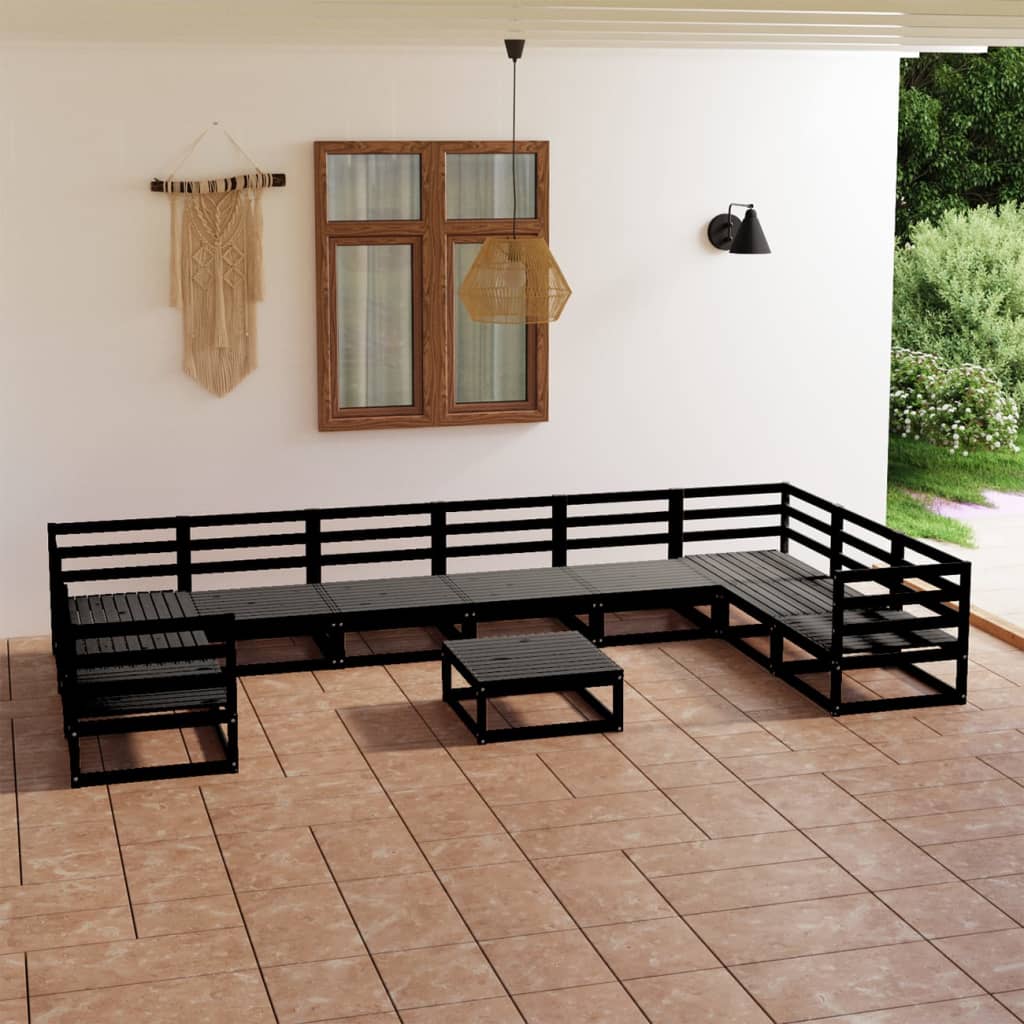 vidaXL 11-Piece Solid Pinewood Lounge Set