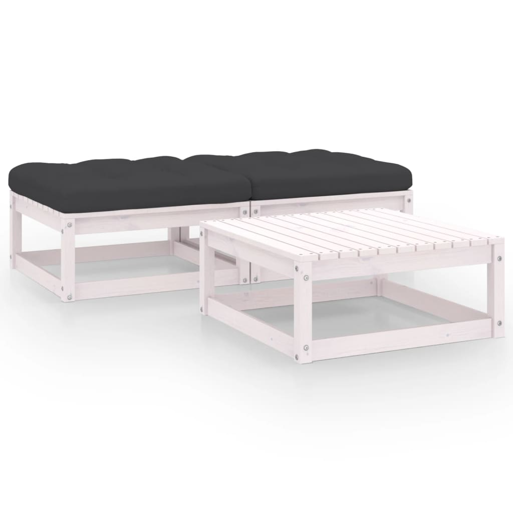 vidaXL 3-Piece Lounge Set with Cushions Solid Pine Wood
