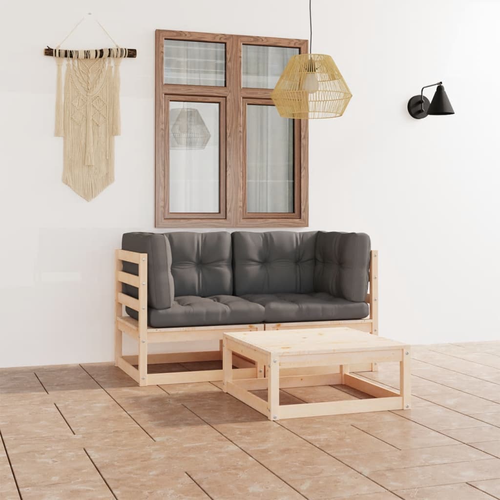 vidaXL 3-delige Loungeset massief grenenhout
