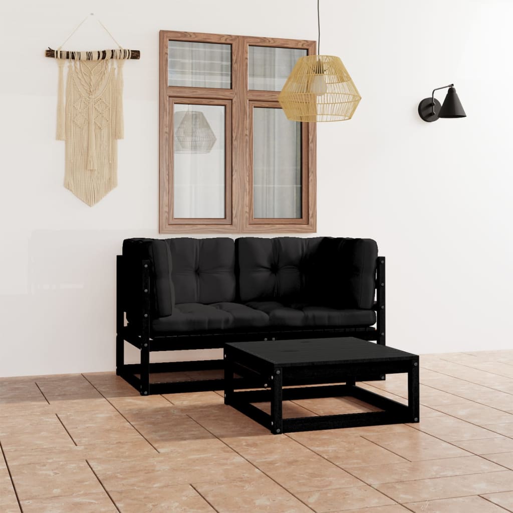 vidaXL 3-delige Loungeset massief grenenhout