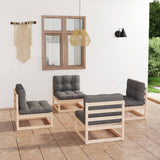 vidaXL 4-Piece Solid Pine Wood Lounge Set