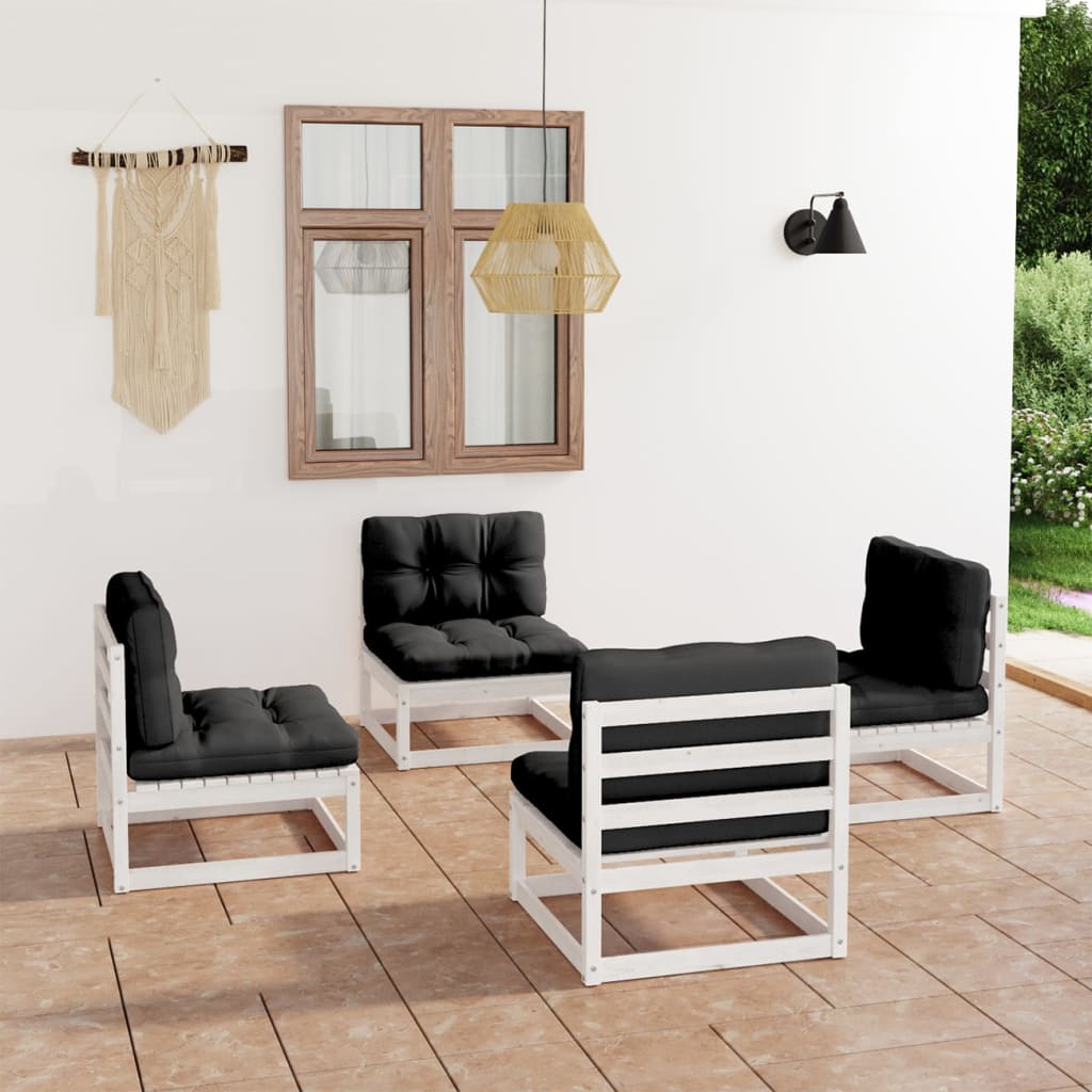 vidaXL 4-Piece Solid Pine Wood Lounge Set