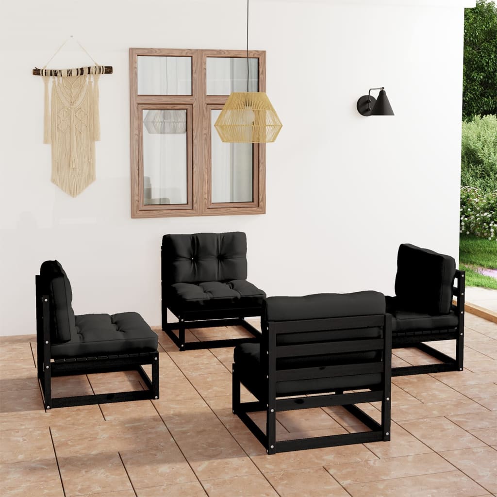 vidaXL 4-Piece Solid Pine Wood Lounge Set