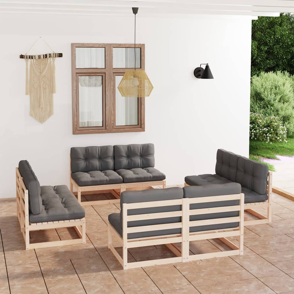 vidaXL 8-Piece Lounge Set Solid Pine Wood