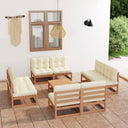 vidaXL Salon de jardin 9 pcs Bois de pin massif
