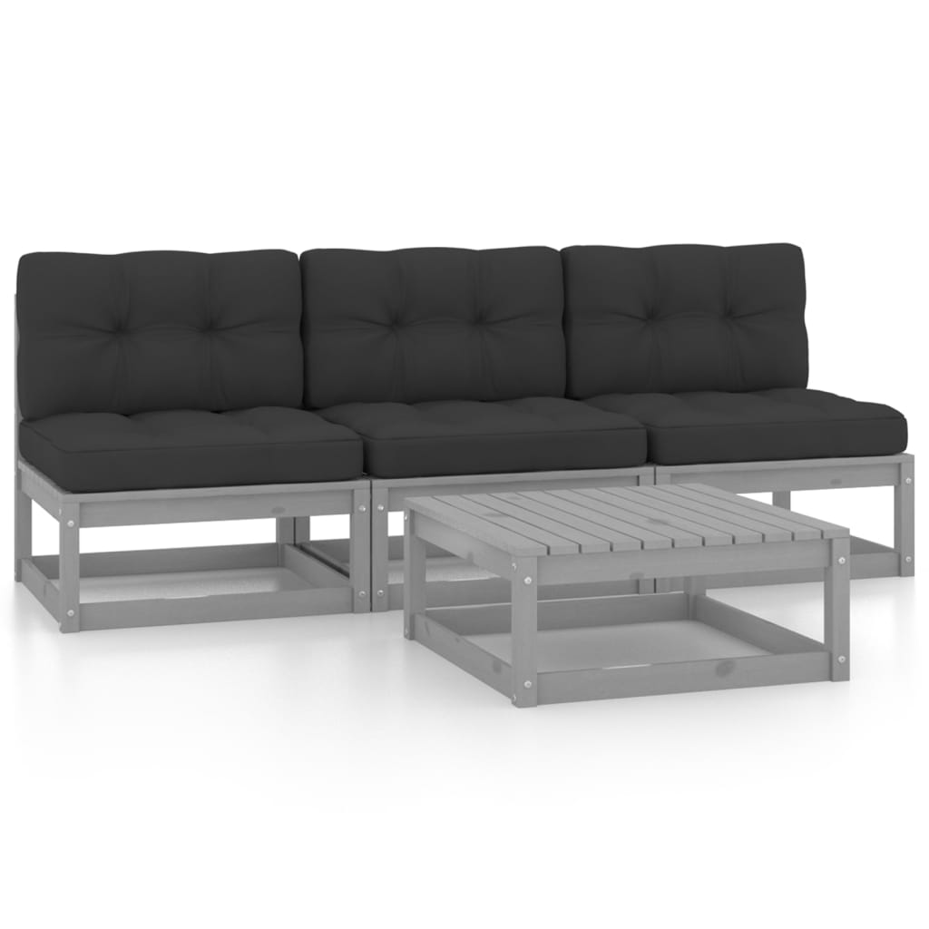 vidaXL 4-Piece Solid Pine Wood Lounge Set