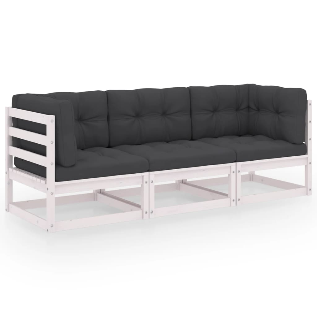 vidaXL 3-Seater Garden Bench Solid Pinewood