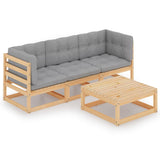 vidaXL 4-Piece Solid Pine Wood Lounge Set