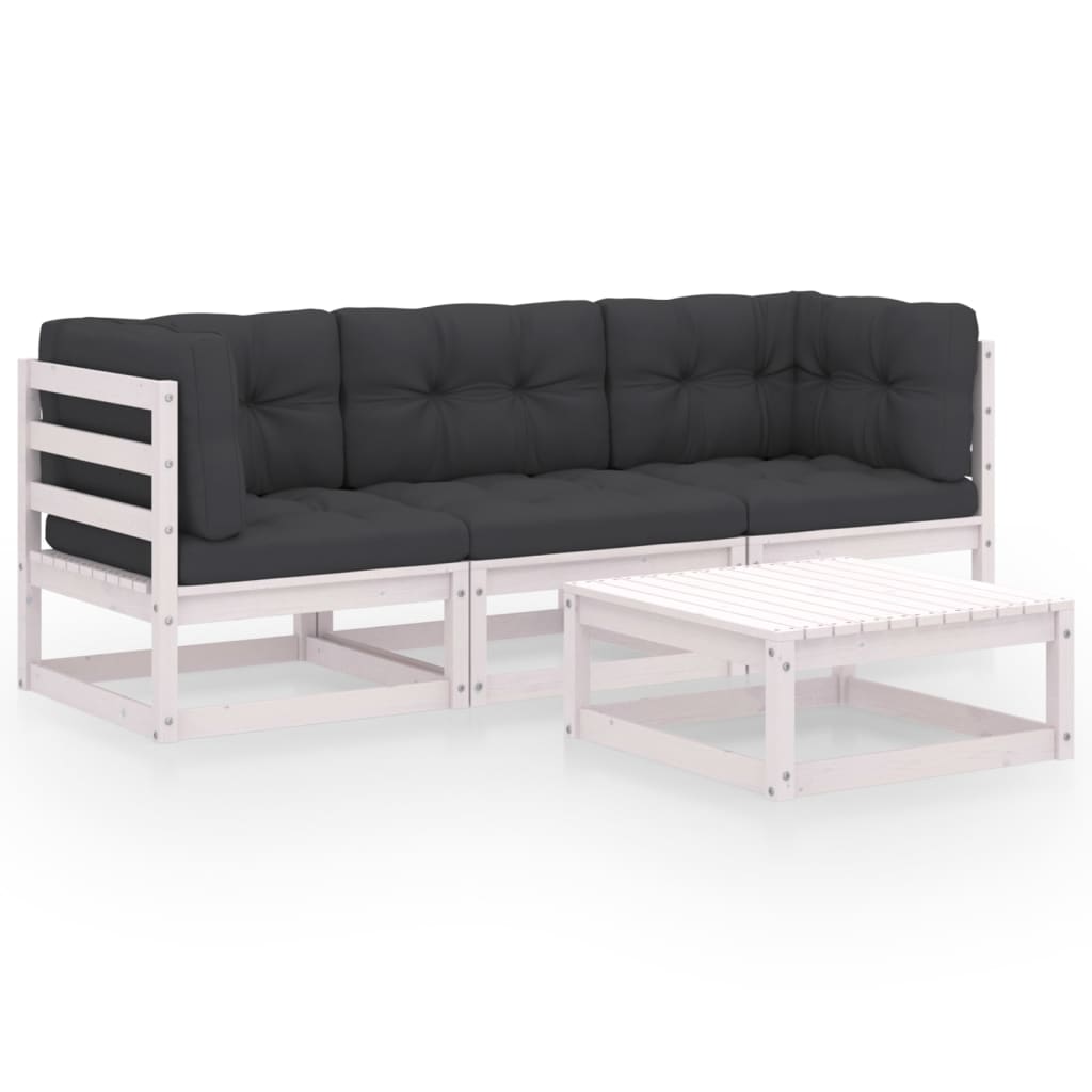 vidaXL 4-Piece Solid Pine Wood Lounge Set