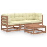 vidaXL 4-Piece Solid Pine Wood Lounge Set
