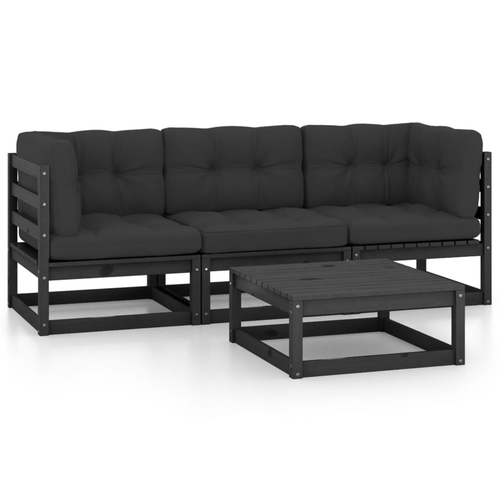 vidaXL 4-Piece Solid Pine Wood Lounge Set