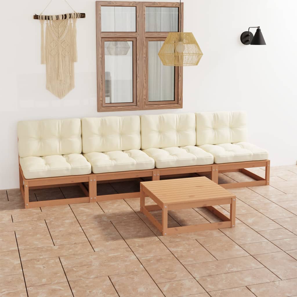 vidaXL 5-Piece Lounge Set Solid Pine Wood