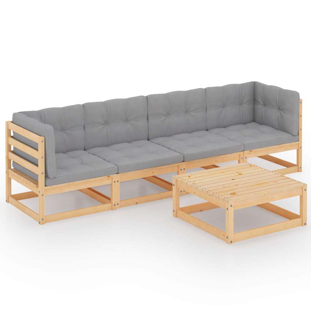 vidaXL 5-delige Loungeset massief grenenhout